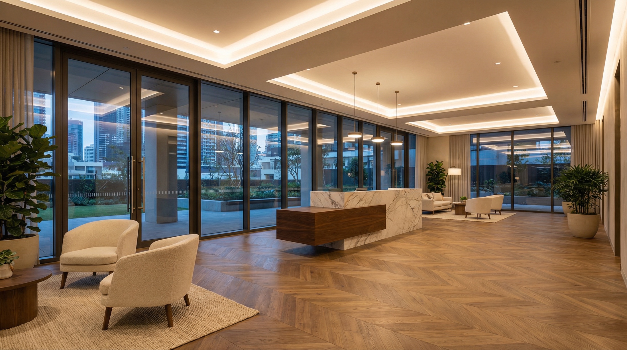 Commercial lobby with Maison Oak flooring